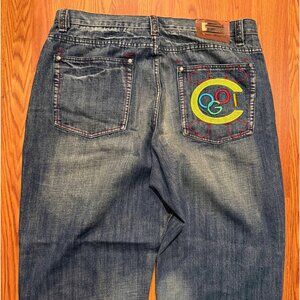 Coogi Jeans Denim Baggy Embroidered Logo Mens 40x34 Pants Fade Y2K